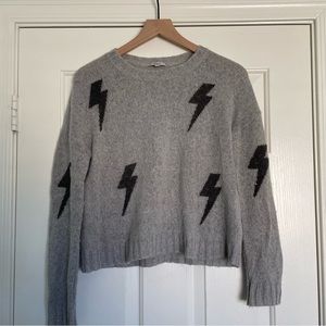 Rails Gray Sweater with Black Lightning Bolts